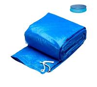 Healeved Couverture de Piscine Circulaire en Tissu PE Bleu, Imperméable la Pluie, Facile à Ranger, pour Piscines Gonflables Structure, Présent pour Famille et Amis
