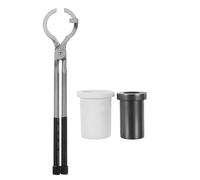 Healeved Creuset en Graphite 1 Kg avec Pince à Creuset Petite Taille et Gaine en Quartz 1 Kg - Kit Fusion Métaux pour Fabrication Bijoux et Coulée Aluminium, Outils Fonderie Précis