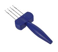 Healeved Crochet à Loquet 4 Têtes Bleu Outil à Tricoter la Laine en Plastique Solide Machine Manuelle pour Cordon Tricoté Accessoires DIY pour Loisirs Créatifs et Confection D’Écharpes