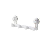 Healeved Crochet de Salle de Bain à Ventouse sans Perçage, Blanc ABS | Organisation à Quatre Crochets, Pose Rapide, Maintien Ferme, pour Appartements Loués, Porte et Mur Lisse
