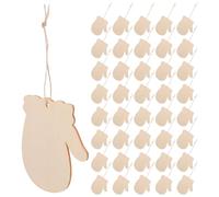 Healeved Décorations de Noël en Bois Forme Moufles 250 Pièces Non Finies avec Ficelles pour Bricolage Ornements Suspendus pour Sapin Fêtes D’Hiver Loisirs Créatifs Pack 10 X 25 Pièces