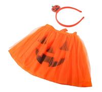 Healeved Déguisement Citrouille Femme 1 Pièce avec Serrage-Tête Tête de Mort Orange et Jupe Tutu en Tulle Costume Halloween Fête Cosplay Accessoire Citrouille Original pour Soirée