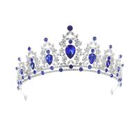 Healeved Diadème Baroque En Strass Bleu Royal Tiare Reine Royale Mariée Et Princesse Accessoire Coiffure Cérémonie Mariage Fête