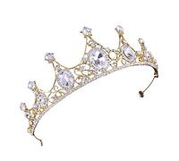 Healeved Diadème Doré avec Blanc pour Mariage Couronne Cristal Accessoire de Fête Durable et Attrayant pour Événements Spéciaux et Célébrations