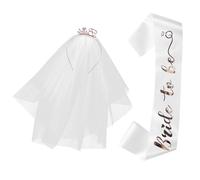 Healeved Écharpe Bride To Be Voile et Diadème pour Enterrement de de Jeune Fille Ensemble Chic Rose pour Célébrations de Mariage
