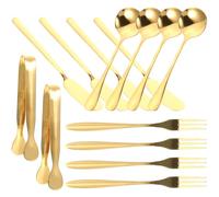 Healeved Ensemble 14 Pièces Ustensiles à Fromage en Acier Inoxydable Doré Couteaux, Tartineur, Fourchette, Cuillère Dessert, Petite Pince de Service Cuisine et Dégustation