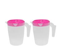 Healeved Ensemble 2 Pichets à Eau Froide 1 L Rouge avec Couvercle Petit Pichet pour Réfrigérateur Bouilloire à Eau Froide Polyvalente pour Jus Thé Glacé et Service Boissons en