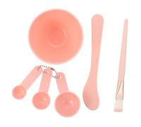 Healeved Ensemble 6 Pièces Bols à Masques Faciaux Outils de Mélange Portables en Pp et Bois pour Soins du Visage Femme à Domicile