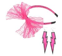 Healeved ensemble d'accessoires pour cheveux rétro Les femmes tombent des boucles d'oreilles bandeau et boucle d'oreille néon - à en dentelle fluo accessoires femmes Plastique