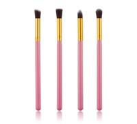 Healeved Ensemble de 4 Pinceaux de Maquillage Yeux en Poils Synthétiques Doux, Manche en Bois, pour Poudres et Fards, pour Maquillage Quotidien et Voyage