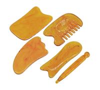 Healeved Ensemble De 5 Outils De Massage Grattants Planches À Gratter En Résine Et Cire Dabeille Pour La Beauté Du Visage Et Des Muscles