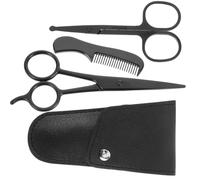 Healeved Ensemble de Ciseaux à Moustache et Barbe Pochette de Rangement en Acier Inoxydable Argenté avec Peigne Coupe Précise et Anti-rouille pour Salons de Coiffure et Usage Maison