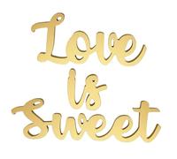 Healeved Ensemble de Lettres Géantes Love is Sweet en Bois Doré pour Décoration de Mariage Rustique, Centre de Table pour Réception, Décoration d'amour et Fête Prénuptiale, Accessoire