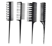 Healeved Ensemble de Peignes à Surbrillance pour Stylistes Outils de Coloration Des Cheveux 4 Pièces Brosse à Cheveux Démêlante Poignée Confortable Coiffure Noire