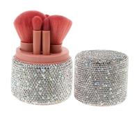 Healeved Ensemble De Pinceaux De Maquillage De Luxe En Strass Avec Pinceau Mélangeur Pinceau Surligneur Et Organisateur De Voyage Pour La Vanité Des Femmes