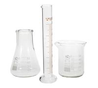 Healeved Ensemble de Verrerie de Laboratoire en Verre 50 Ml Comprenant Bécher Gradué Fiole Conique et Cylindre Gradué Kit de Chimie pour Adultes Outil Scientifique Précis pour Mesures