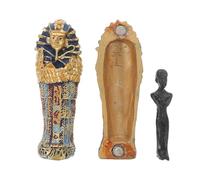Healeved Ensemble Déco Sarcophage Égyptien en Résine avec Figurine Momie, Sculpture Égyptienne Antique Miniature, Ornement Historique pour Décoration Intérieure et Collection, Taille
