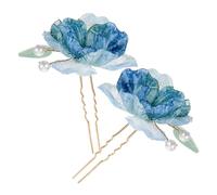 Healeved Épingles à Cheveux Fleurs Mariage Lot De 2 Bleu Clair u Décoratives Pour Femmes Demoiselles D’honneur Chignon Cérémonie Accessoires Élégants