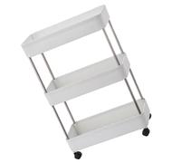 Healeved Étagère de Rangement Multi-Usage à 3 Niveaux en PP et Acier Inoxydable roulettes, Grosse Capacité, Design Élégant pour Salle de Bain et Toilette