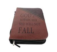 Healeved Étui de Bible Marron en Cuir Pu avec Poignée Portable, Grosse Capacité Extra-large, Protection Zippée Complète, Multiples Poches, pour L'étude des Écritures Transport Quotidien