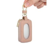 Healeved Étui Porte-Clés pour Voiture Mini en Cuir Synthétique Rose Clair Pochette Compacte Zippée Anneau Porte-Clés Rangement Sécurisé pour Télécommande Adapté au Paquet à Main et