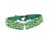 Healeved Faux Col Amovible Vert Décoré De Perles Cousues Main Design Ajustable Pour Robes Dîners Ou Sorties Décontractées