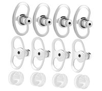 Healeved Fermoirs de Boucles D'oreilles Antichute Silicone et Cuivre pour Femmes, Lot 6 Pièces Blanc Platine, Maintien Sécurisé, Usage Quotidien et Fêtes