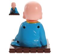 Healeved Figurine de Petit Moine Créative en Abs Bras Ondulants et Tête Secouante Automatique, Décoration Intérieure pour Voiture et Bureau Unique