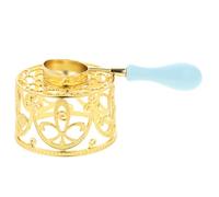 Healeved Four à Cire à Cacheter en Métal Doré avec Cuillère Bleue - Fondoir Artisanal Polyvalent 2 Pièces pour Loisirs Créatifs et Scellage de Lettres, Kit de Fusion Vintage pour Bureau