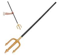 Healeved Fourche Trident Noire à 4 Sections en Plastique Léger, Accessoire de Costume Diable pour Halloween et Cosplay, Accessoire de Scène Antique Réaliste pour Adultes et Garçon