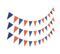 Healeved Guirlande de Fanions Triangulaires en Papier, 3 Lots de 12 Pièces Bleu Vif et Orange, Accessoires pour Inauguration et Fête d'anniversaire en Extérieur