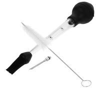 Healeved Injecteur de Viande Brosse pour Barbecue en Acier Inoxydable et Silicone Outil D'injection de Condiments pour Steak et Dinde, pour Activités en Plein Air
