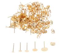 Healeved Kit de 50 Pièces de Clous D’oreilles Ronds Plats en Acier Inoxydable, Accessoires de Boucles D’oreilles DIY avec Fermoirs Sécurisés, Apprêts pour Création de Bijoux, pour