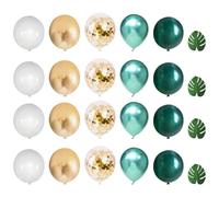 Healeved Kit de Ballons Tropical Palmier 60 Pièces Vert Foncé Blanc Or, Ballon Latex pour Arche et Guirlande, Décoration Anniversaire et Shower, Accessoire Fête Jungle
