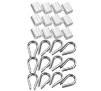 Healeved Kit de Fixations pour Câble Métallique 120 Pcs 100 Cosses en Aluminium en 8 20 Clips Câbles en Acier Inoxydable M5 Connecteurs Robustes Suspendre de Bannières et Panneaux Usage