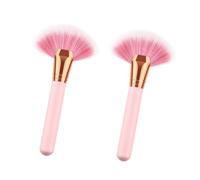 Healeved Kit De Pinceaux De Maquillage 2 Pièces Manche En Bois Forme Éventail Poils Denses En Nylon Ne Perdent Leurs Poils