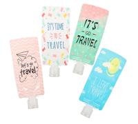 Healeved Kit de Voyage 4 Pièces Paquet Distributeurs de Lotion 100ml en Pet avec Bouchons Étanches, Portable Rangement Valise Lors de Déplacements
