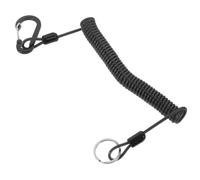 Healeved Lanière à Ressort Rétractable 2 M en Acier Inoxydable Noir Cordon de Pêche Robuste Anti-Perte pour Canne à Pêche Sécurité Extérieure