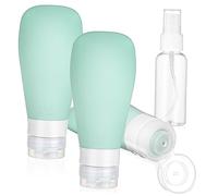 Healeved Lot 4 Flacons Compressibles De Voyage 3 x 90ml Silicone Vert Gris 1 x 50ml Pulvérisateur Transparent Pp Pour Cosmétiques Voyage Et Soins Personnels