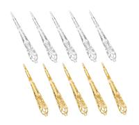 Healeved Lot de 10 Anneaux Creux en pour Ongles Accessoires de Cosplay Griffe de Doigt Décoration Convient aux Femmes et Filles pour Performances et Fêtes