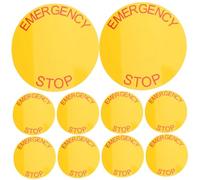 Healeved Lot de 10 Autocollants Stop d'Urgence Rouges 63X31 MM pour Machines Industrielles Étiquettes Adhésives Résistantes pour Signalisation Électrique Intérieure et Extérieure