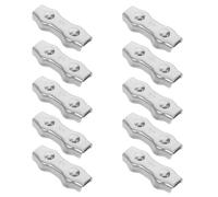 Healeved Lot de 10 Clips Câbles Duplex M5 en Acier Inoxydable Antirouille, Pinces Métalliques Doubles pour Câble, Clips Robustes pour Fixation Sécurisée en Extérieur et Usage Industriel