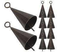 Healeved Lot de 10 Clochettes Vintage en Fer Finition Cuivre Vert Antique, Style Rustique Fait Main, Décorations Suspendues pour Noël et Bricolage Créatif, Cloches Décoratives