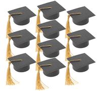 Healeved Lot de 10 Couvre-gobelets de Mini Chapeau de Graduation Noir en Papier et Coton, Présent de Diplôme pour Décoration de Fêtes de Remise de Diplômes