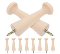 Healeved Lot de 10 Crochets Muraux en Bois Massif pour Porte et Mur Crochets Porte-Manteaux Décoratifs Fixation par Chevilles à Visser pour Entrée et Rangement Vêtements