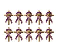 Healeved Lot de 10 épingles commémoratives violettes en forme de croix chrétienne, avec ruban, pour les invités lors d'un mariage ou d'un religieux.