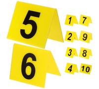 Healeved Lot de 10 Panneaux de Table en Acrylique Jaune 55 X 63 CM Double Face Marqueurs Numériques Réutilisables pour Restaurant Banquet et Événement Numéros de Table