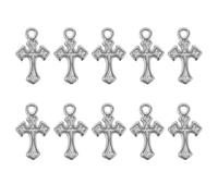 Healeved Lot de 10 Pendentifs Mini Croix en Acier Inoxydable 1569 Couleur Acier 8X13 MM Bijou Religieux pour Prière Décoration Crucifix pour Collier Bracelet Porte-Clés Accessoire