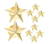 Healeved Lot de 10 Pins Étoile à 5 Branches en Alliage Doré, Petites Épingles Décoratives pour Vêtements, Chapeaux et Accessoires, pour Décoration Fête et Accessoires Déguisement