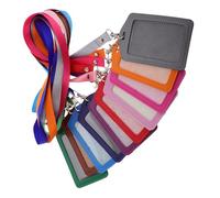 Healeved Lot de 10 Porte-Badges Transparents en Simili Cuir avec Boucle Métallique Porte-Cartes d'Identité Colorés pour Employés et Étudiants